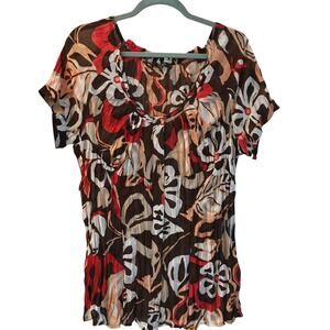 Belissimo S/S Crinkle Floral Print Top - Size XL